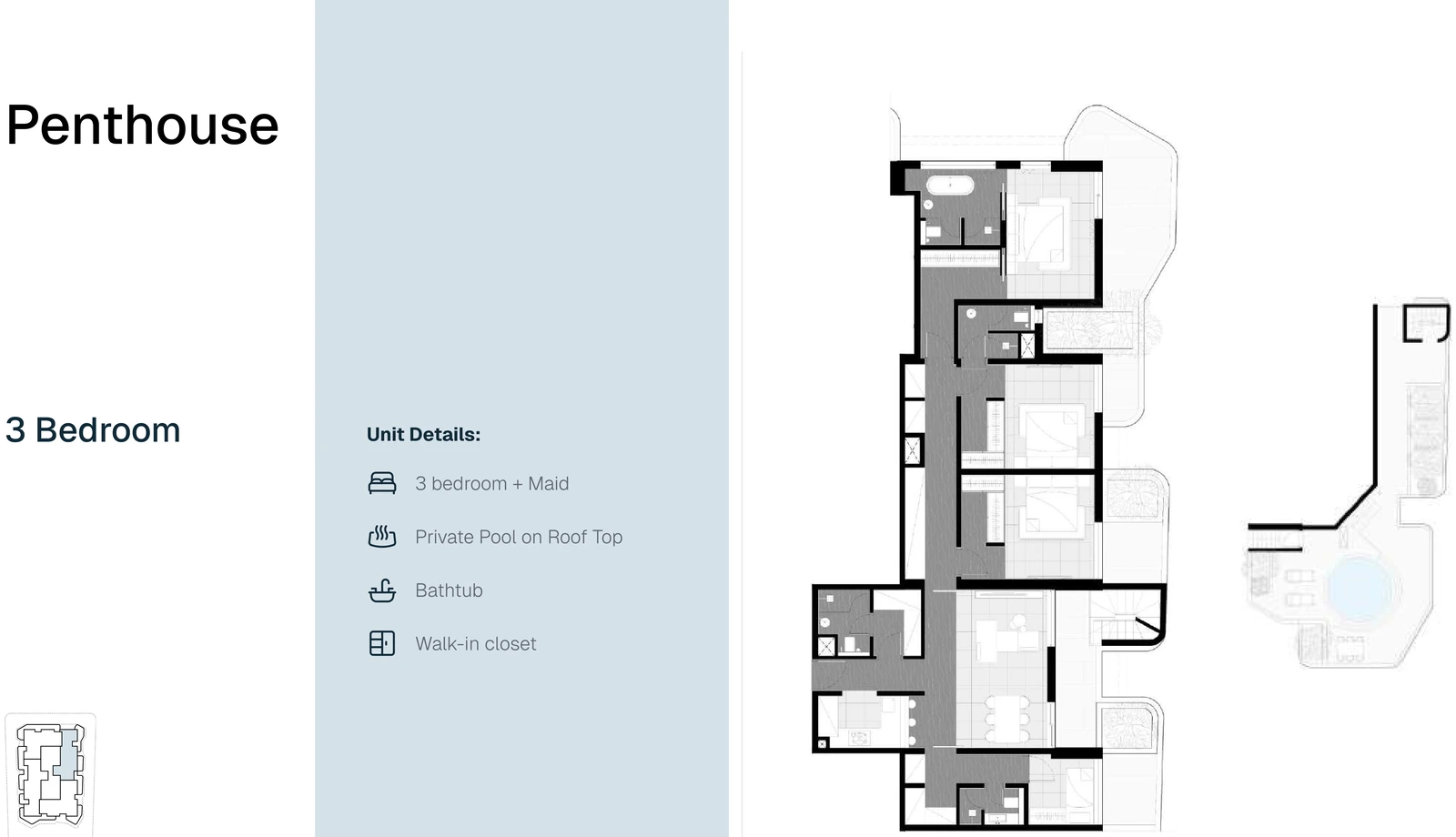 Marea Residence 3-bedroom apartment Penthouse Type G floor plan, 3 Bedroom Penthouse Type G, 3,562.74 sq ft
