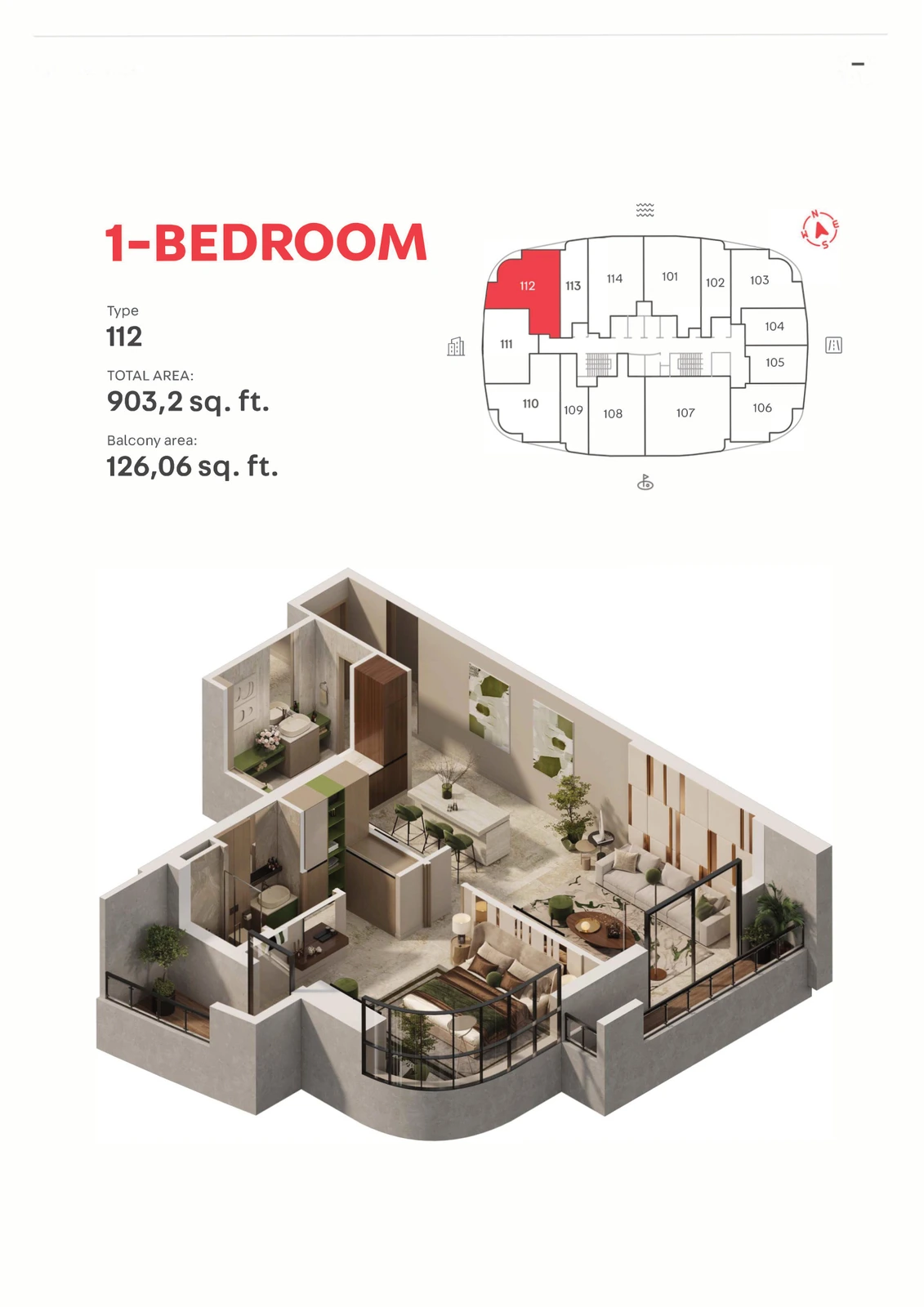 MAG 777 Type 112, 1 Bedroom Apartment, 903.20 sq ft floor plan