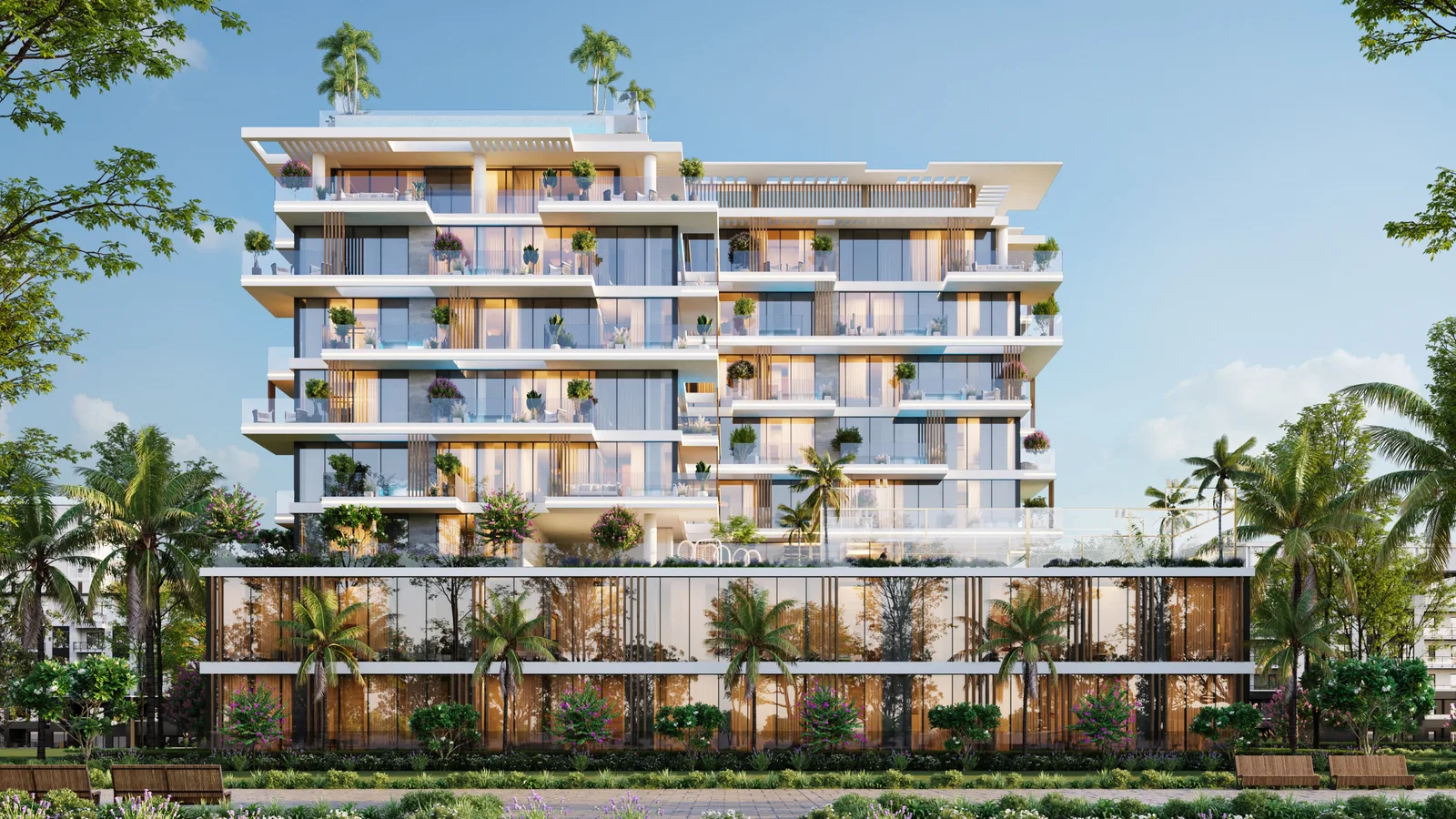 Allegro Park contemporary exterior and landscaped arrival on Dubai Islands