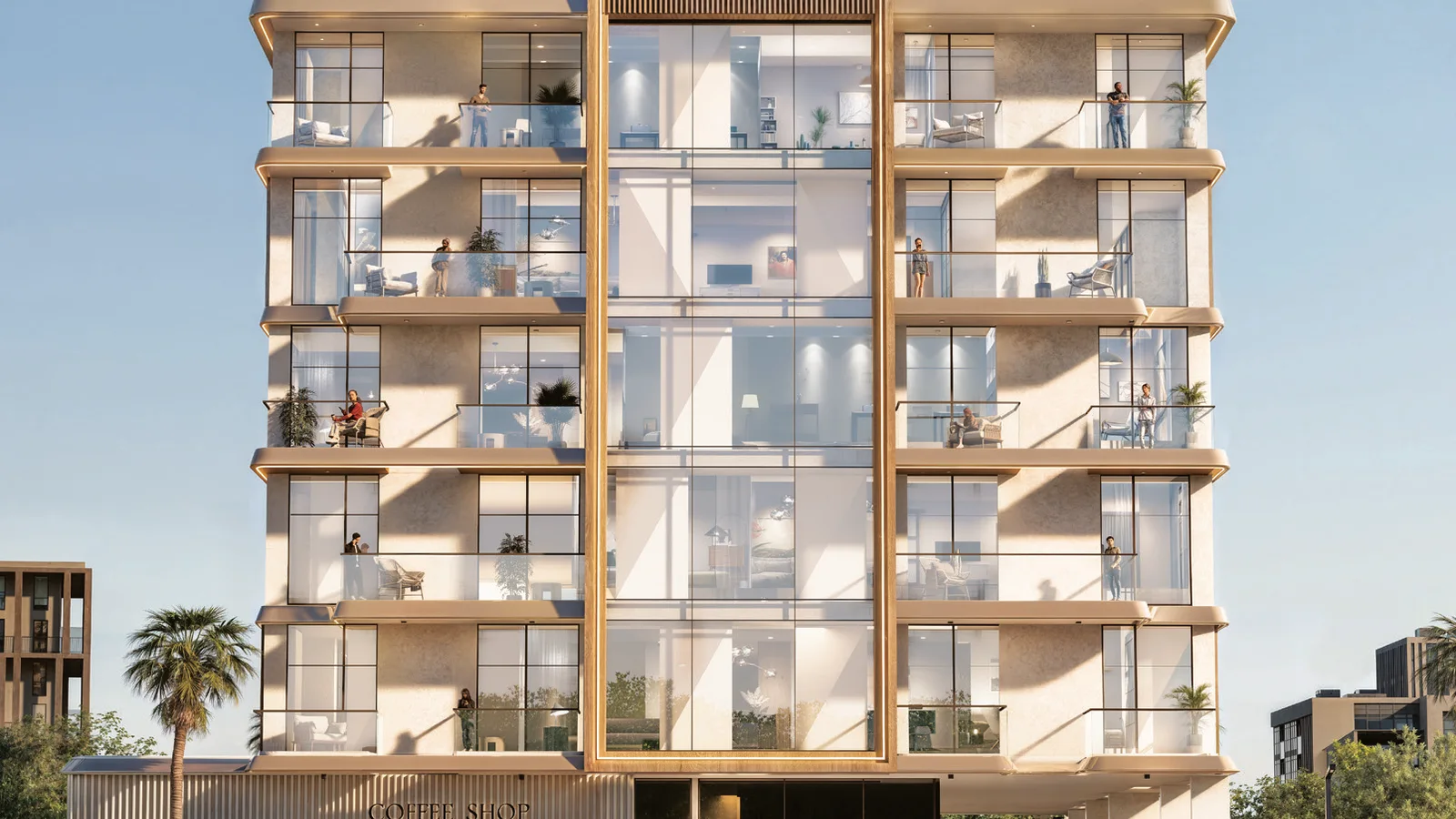 The Willows Residences front exterior and landscaped arrival in Meydan