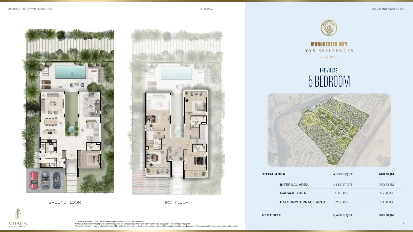 Manchester City Yas Residences Standalone 5 Bedroom Villa floor plan, ground and first floors, 4,822 sq ft