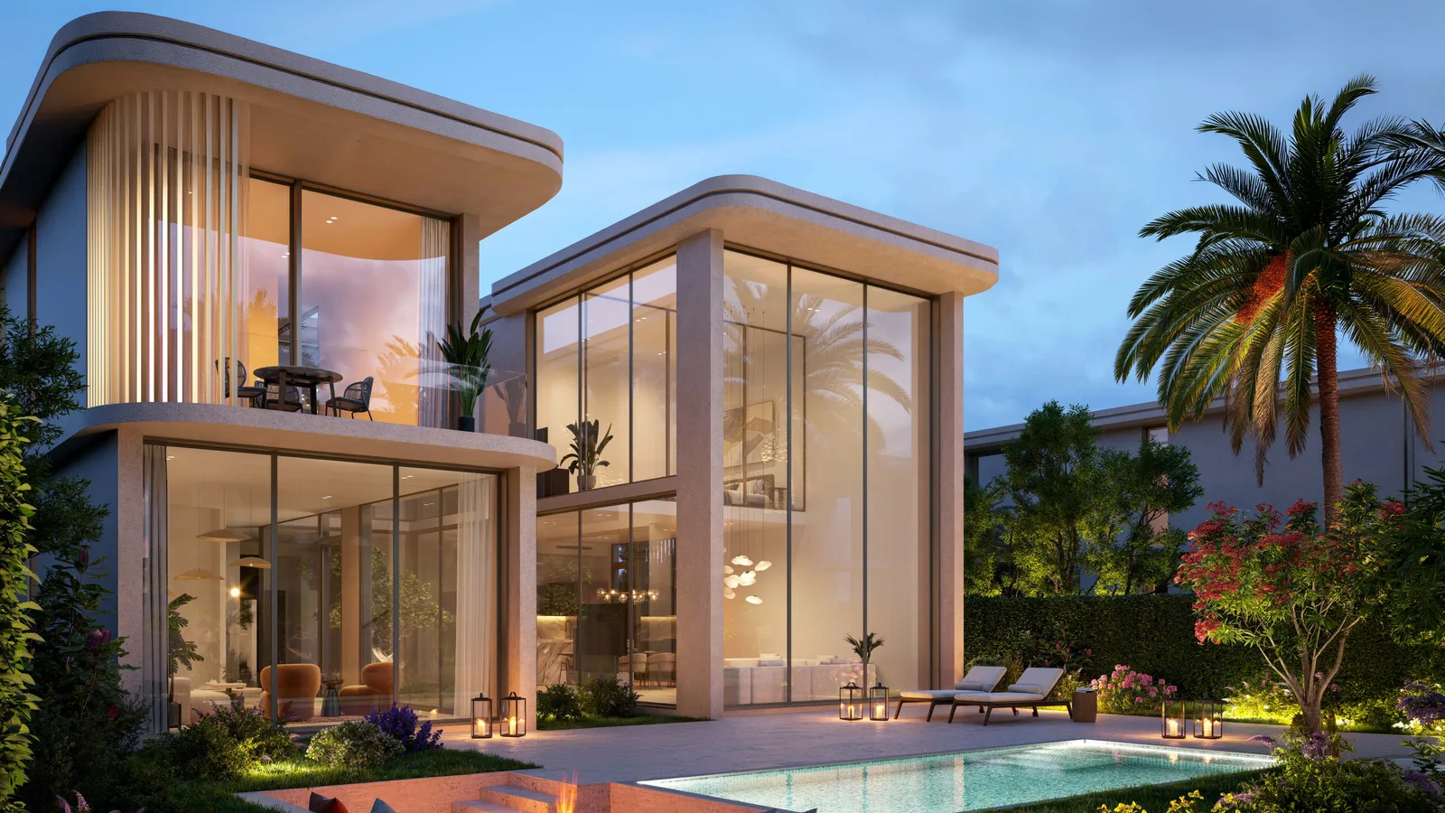 Villa garden and private pool at Manchester City Yas Residences