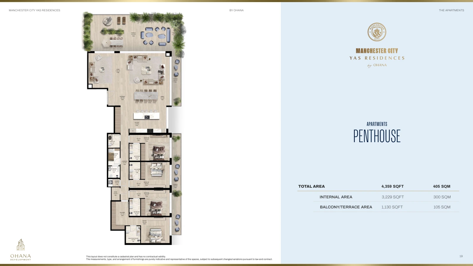 Manchester City Yas Residences Apartments 3 Bedroom Penthouse floor plan, 4,359 sq ft