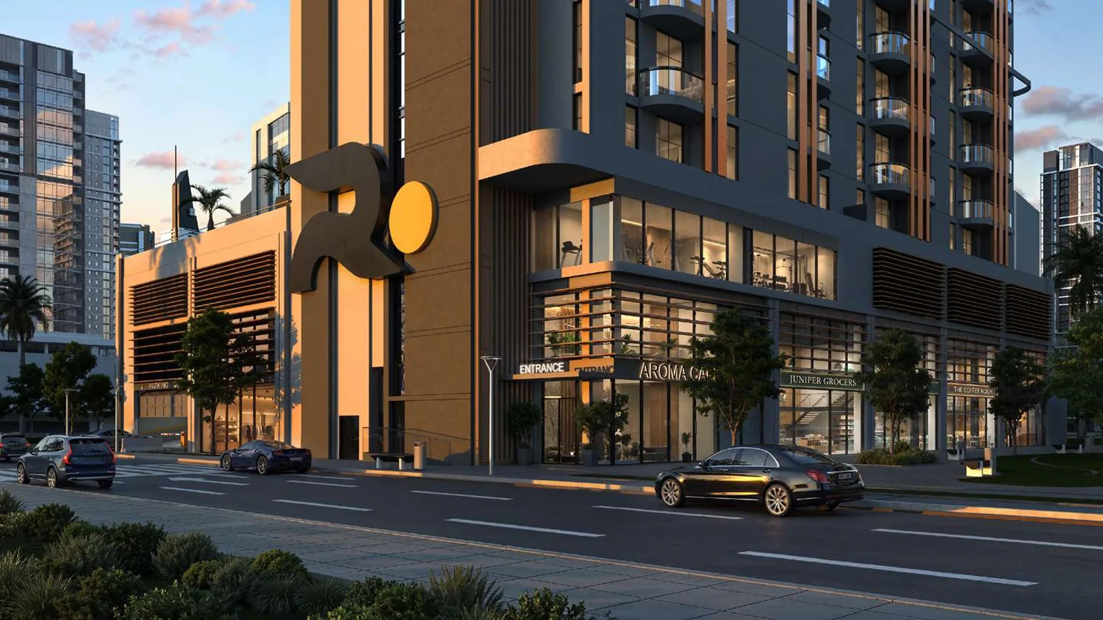 Street-level entrance and retail frontage at Verso by Reportage.