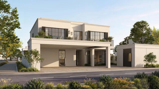 Modern 4-bedroom villa frontage and covered parking at Wadeem Gardens Phase 1.