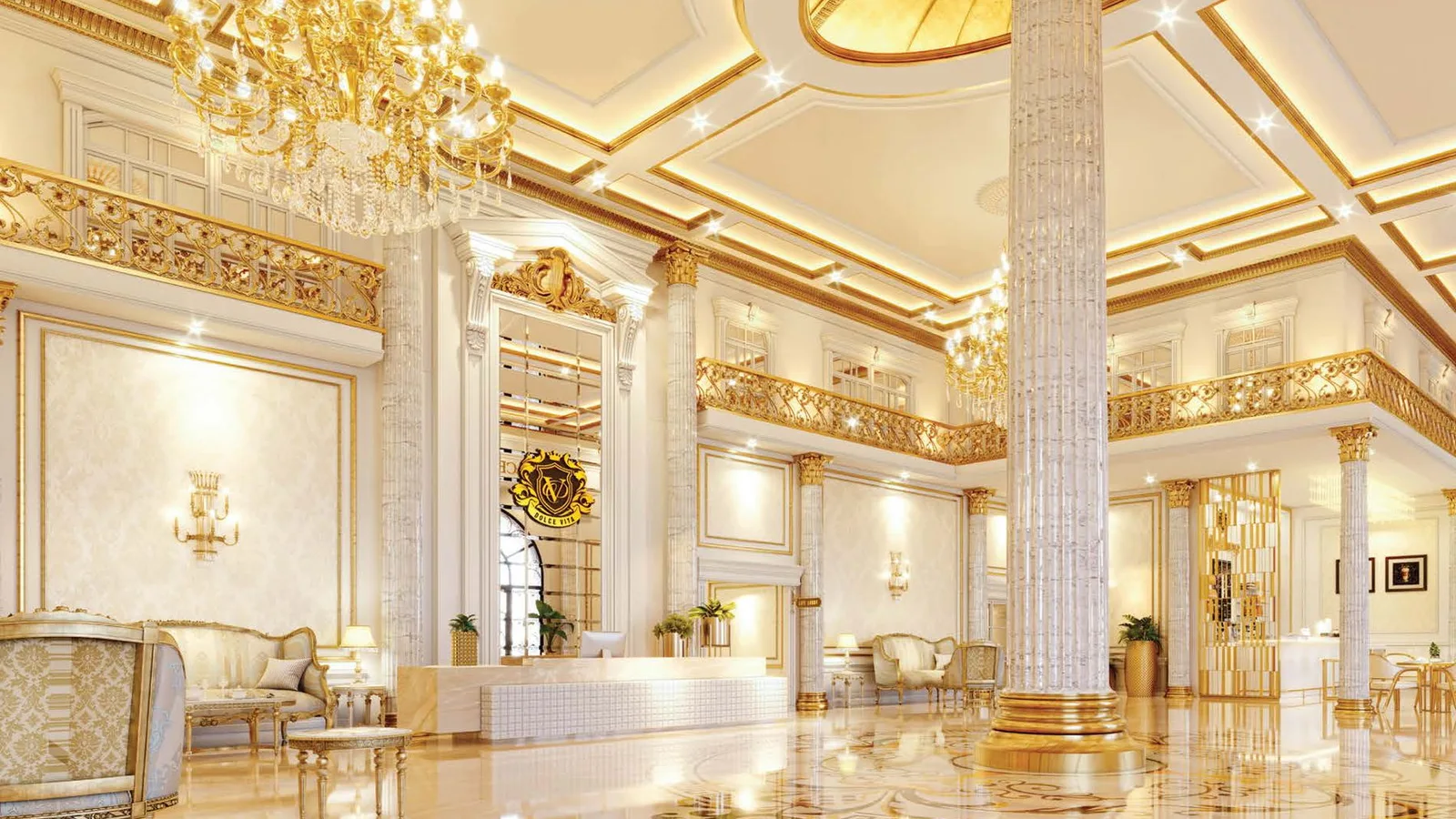 Vincitore Dolce Vita lobby with reception seating and Italian-inspired interior finishes.