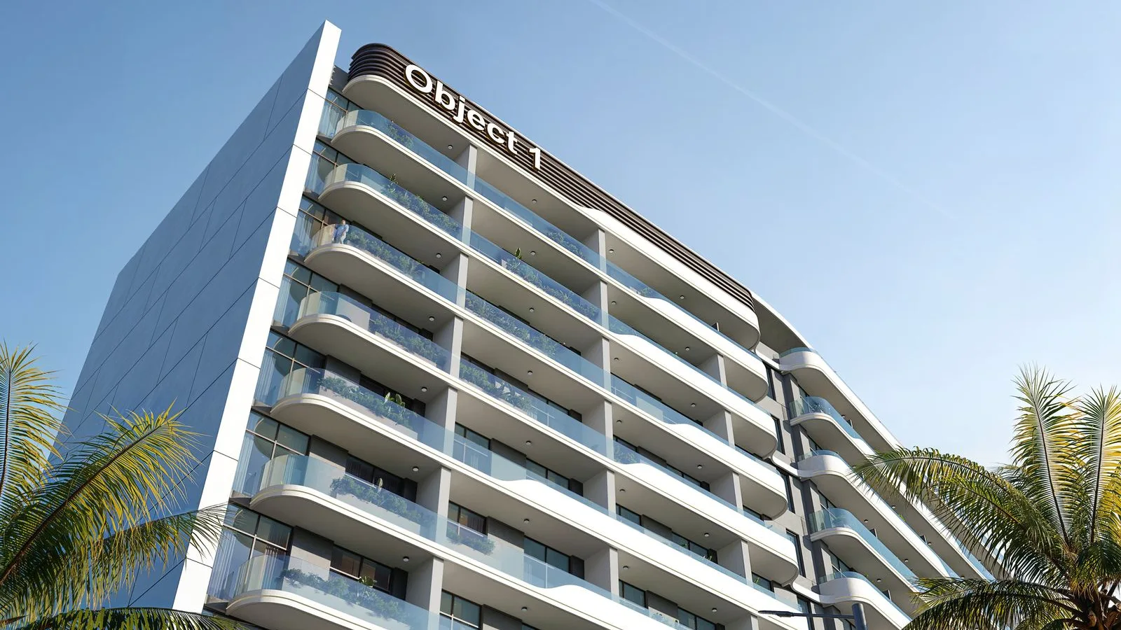 Angled exterior view of VERDAN1A 3 highlighting its balcony design and residential scale.