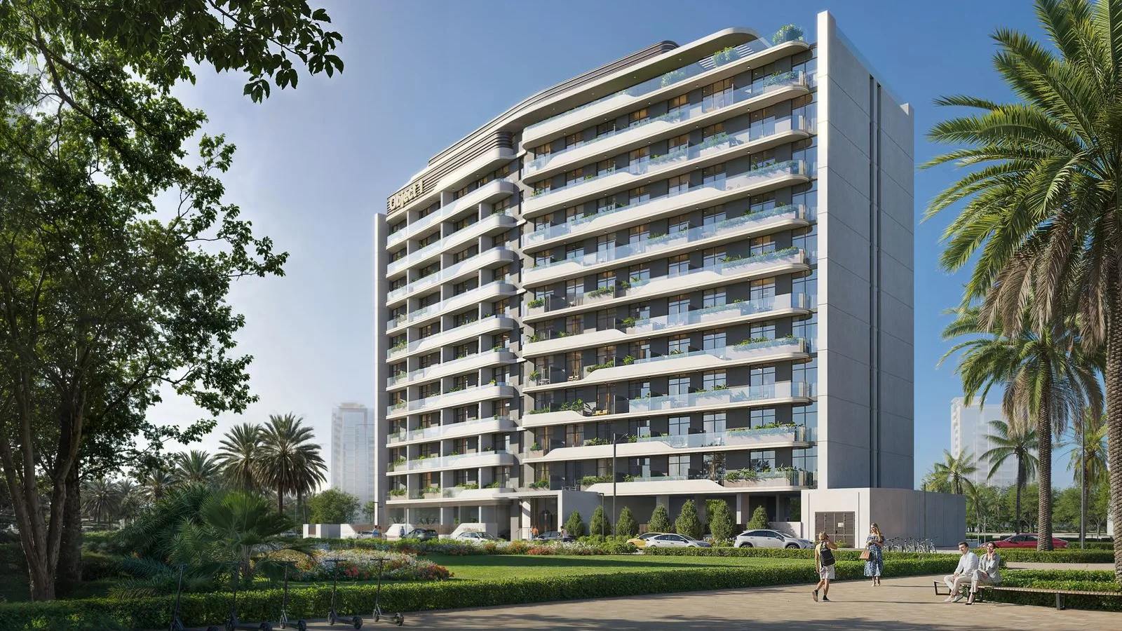 Exterior view of VERDAN1A 3 showing its landscaped frontage and contemporary facade.