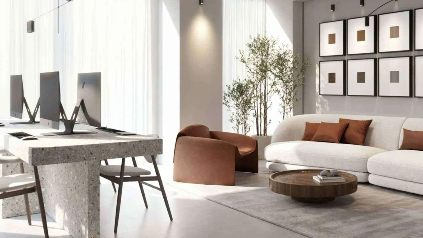 Clubhouse lounge and shared social space at LUM1NAR Tower 1.