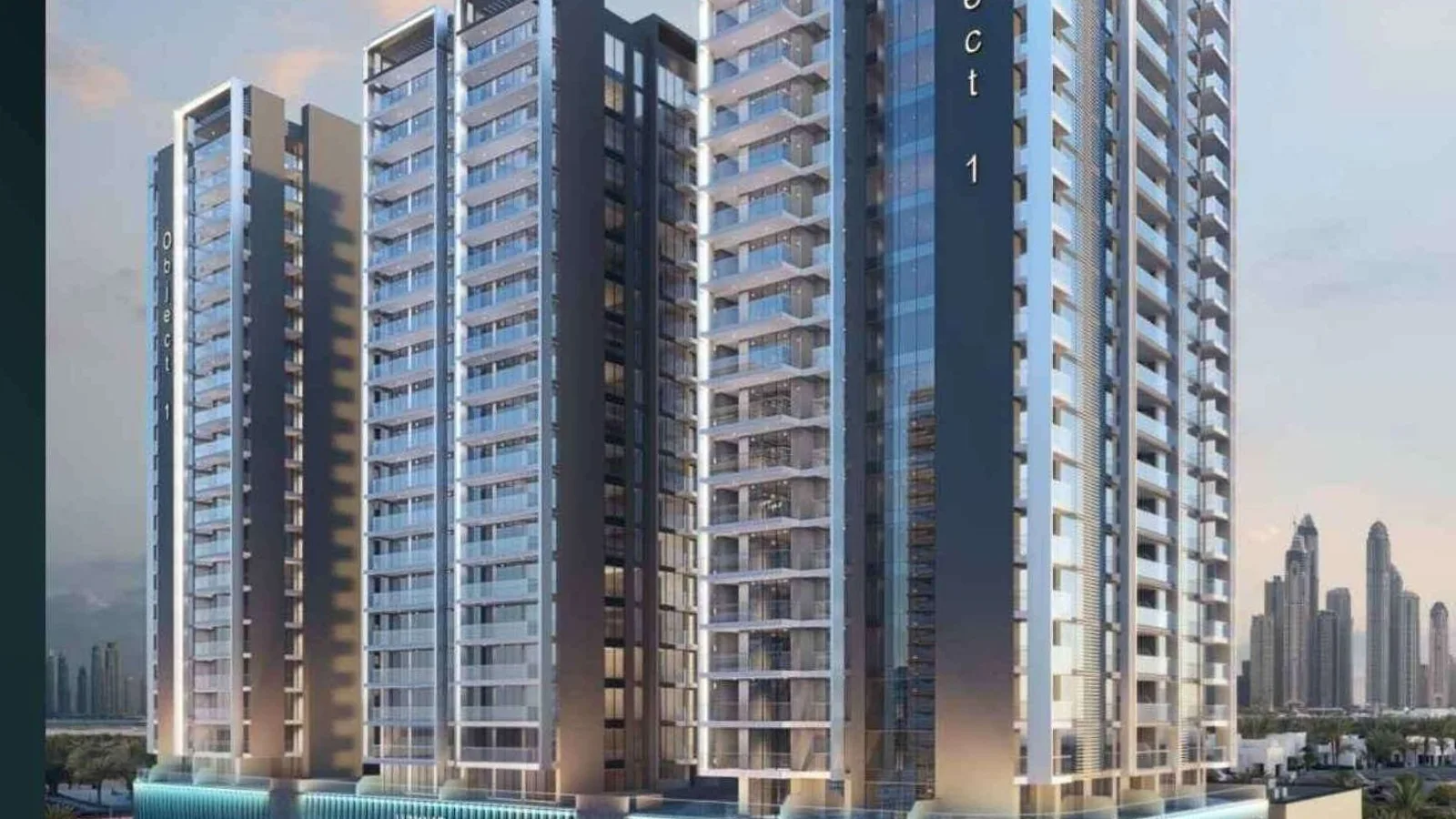 LUM1NAR Tower 1 exterior architecture in Jumeirah Village Triangle.