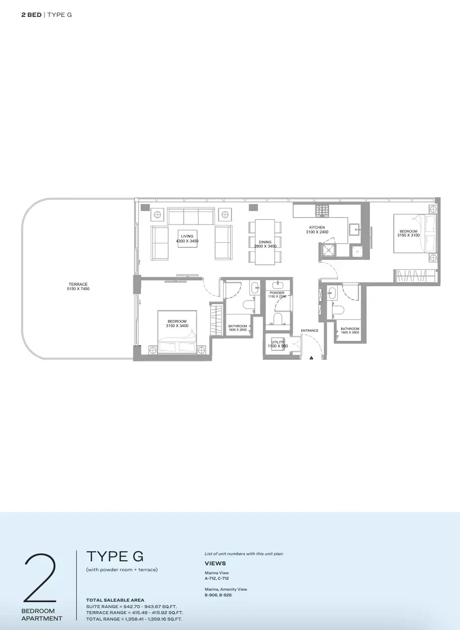 Floor plan for Type G