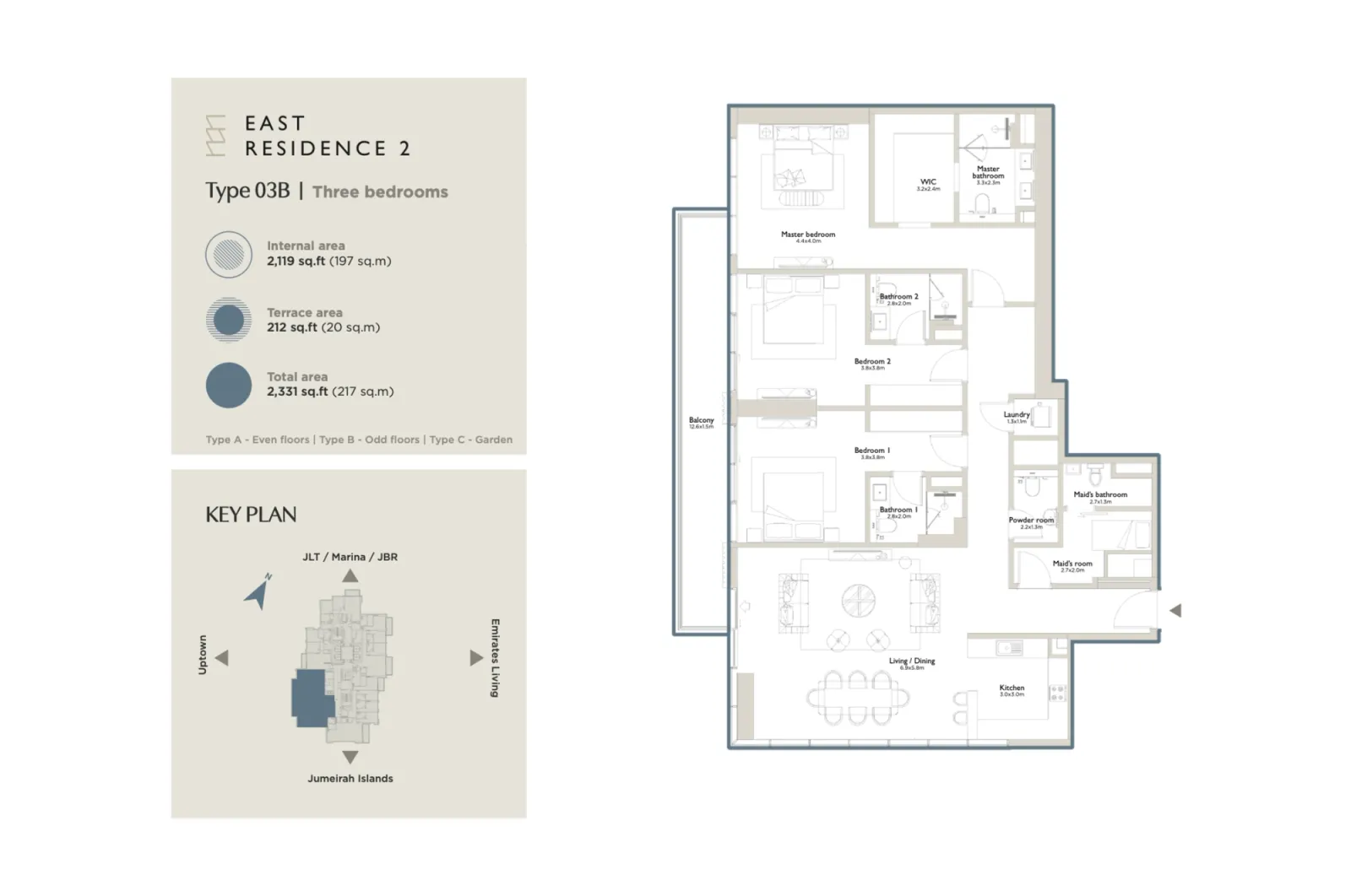 Floor plan for Type 03B