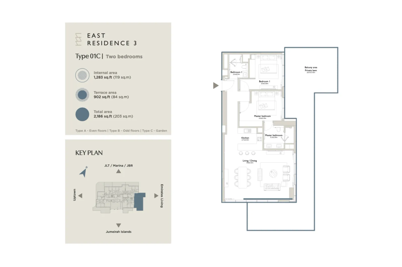 Floor plan for Type 01C