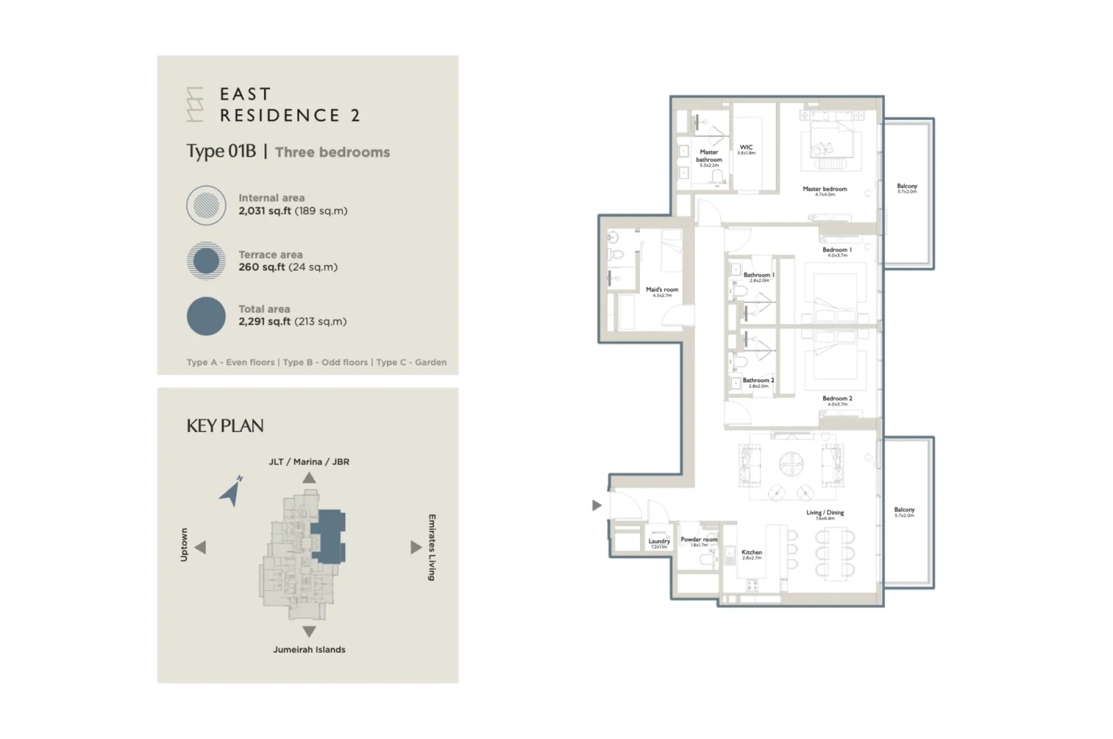 Floor plan for Type 01B