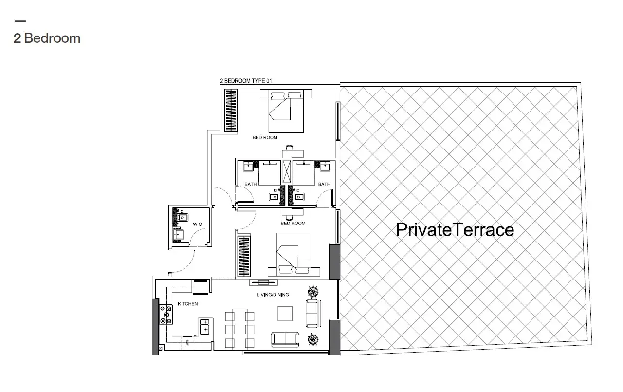 Floor plan for 2 Bedrooms
