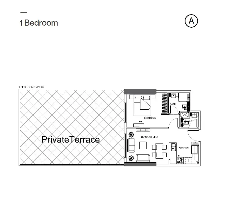 Floor plan for 1 Bedroom
